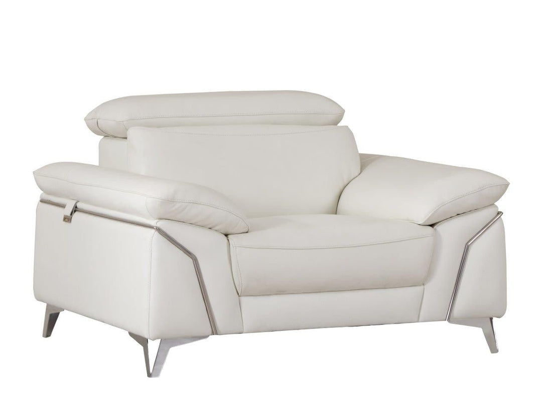 Divanitalia 727 Modern Chair in White Leather - Angled View of Chair on White Transparent Background