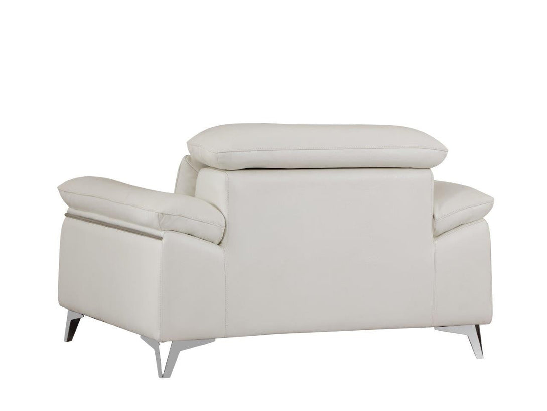 Divanitalia 727 Modern Chair in White Leather - Angled Rear View of Chair on White Transparent Background