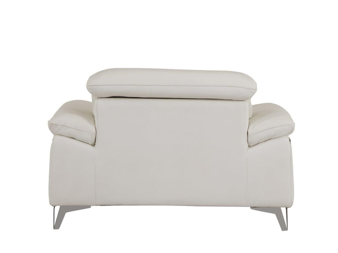 Divanitalia 727 Modern Chair in White Leather - Rear View of Chair on White Transparent Background