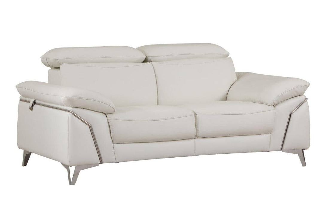 Divanitalia 727 Modern Loveseat in White Leather - Angled View of Loveseat on White Transparent Background