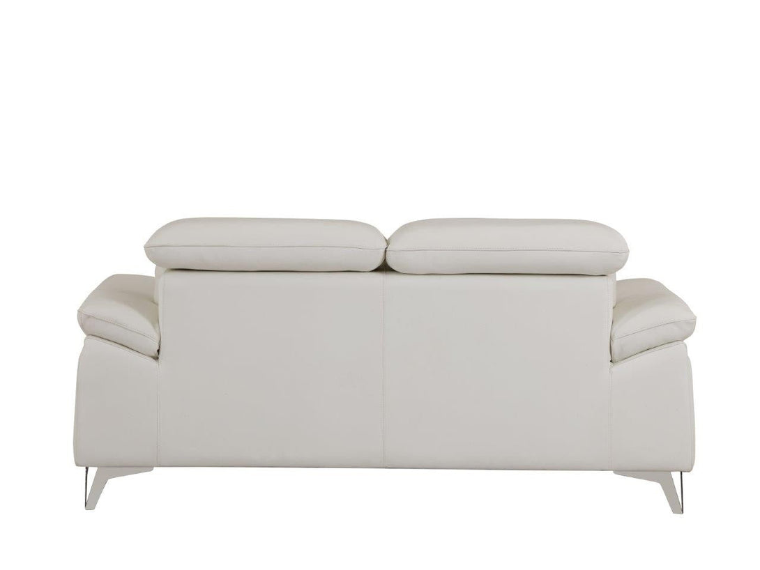 Divanitalia 727 Modern Loveseat in White Leather - Rear View of Loveseat on White Transparent Background