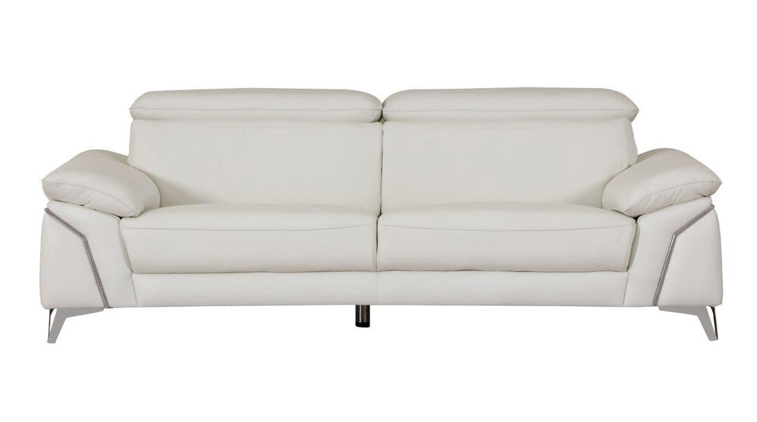 Divanitalia 727 Modern Sofa in White Leather - Front View of Sofa on White Transparent Background