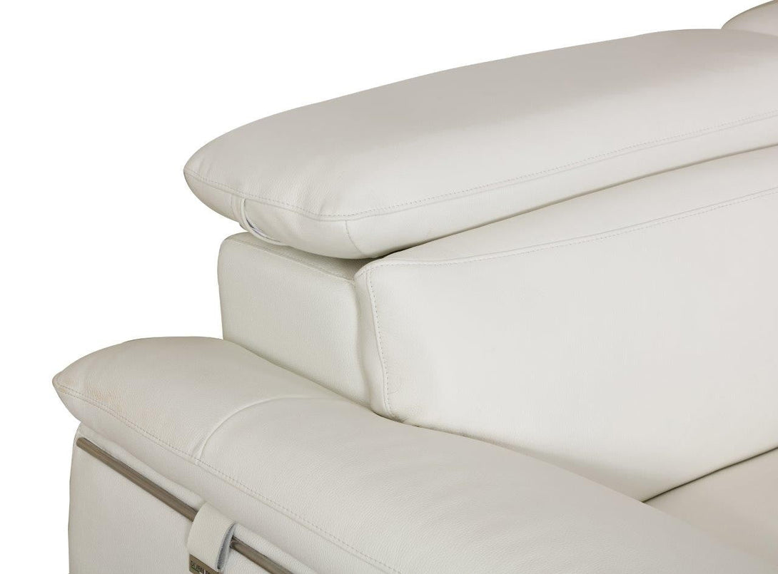 Divanitalia 727 Modern Sofa in White Leather - Side View of Sofa Adjustable Headrests on White Transparent Background