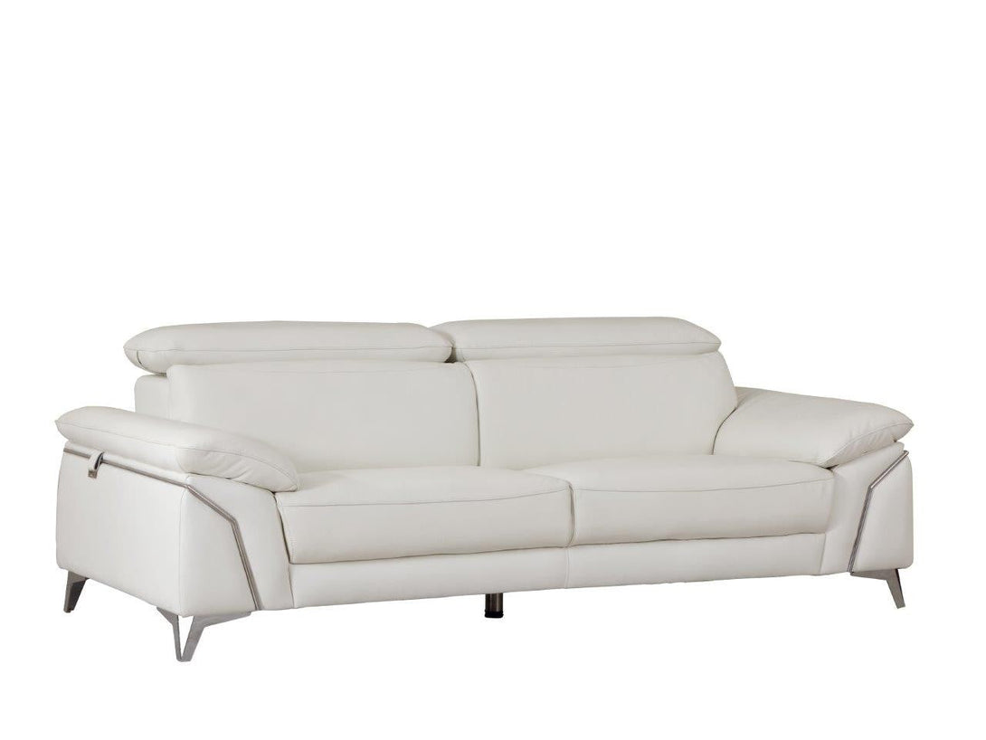 Divanitalia 727 Modern Sofa in White Leather - Angled View of Sofa on White Transparent Background