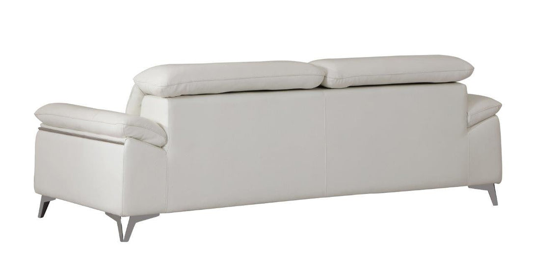 Divanitalia 727 Modern Sofa in White Leather - Angled Rear View of Sofa on White Transparent Background