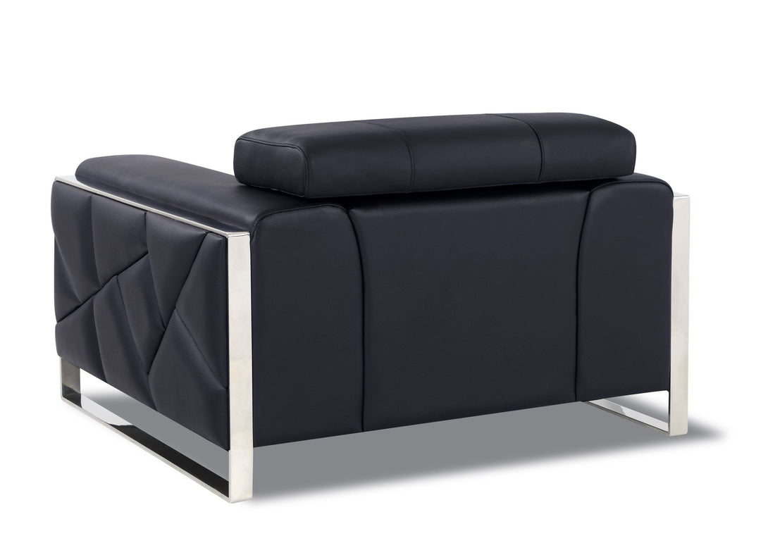 Divanitalia 903 Chair in Black Leather - Angled View of Rear of Chair on a White Transparent Background