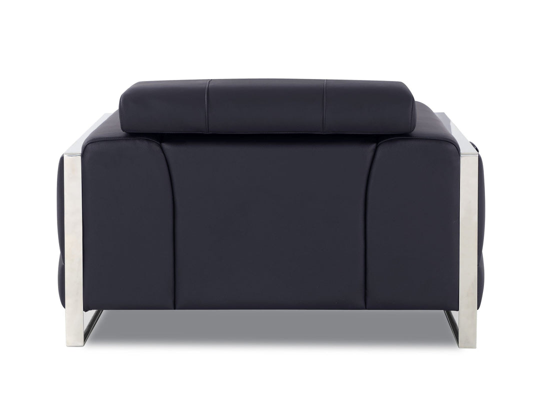 Divanitalia 903 Chair in Black Leather - View of Rear of Chair on a White Transparent Background
