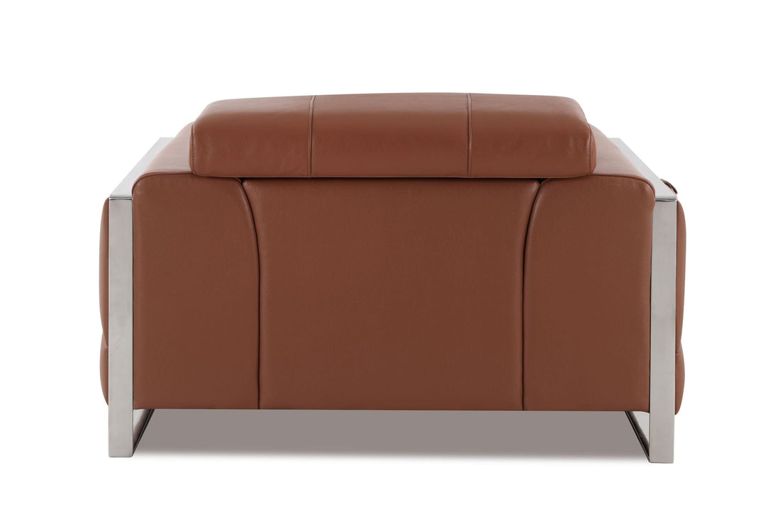 Divanitalia 903 Chair in Camel-Color Leather - View of Rear of Chair on a White Transparent Background