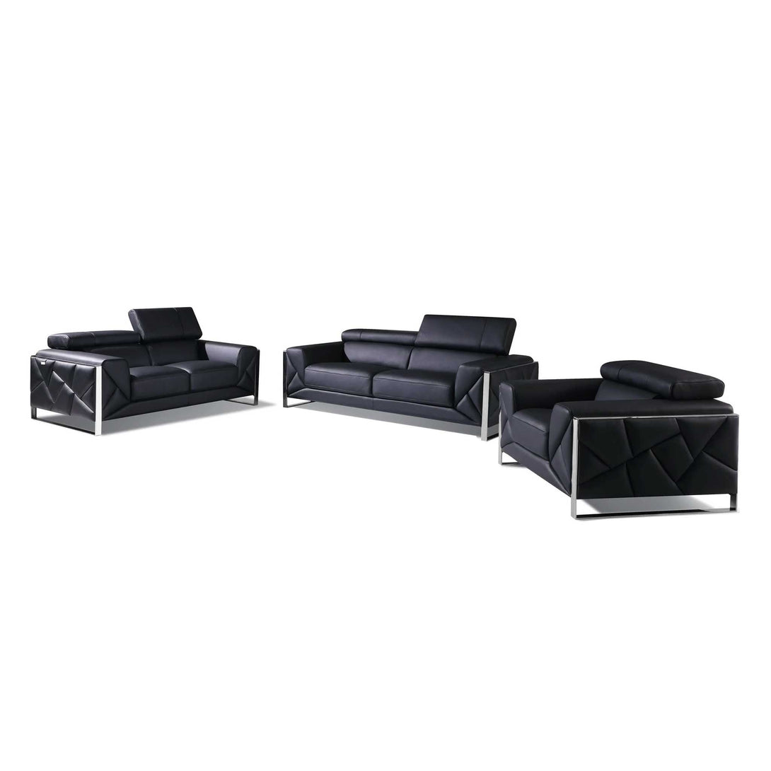 Divanitalia 903 Living Room Set in Black Leather - Featured Photo