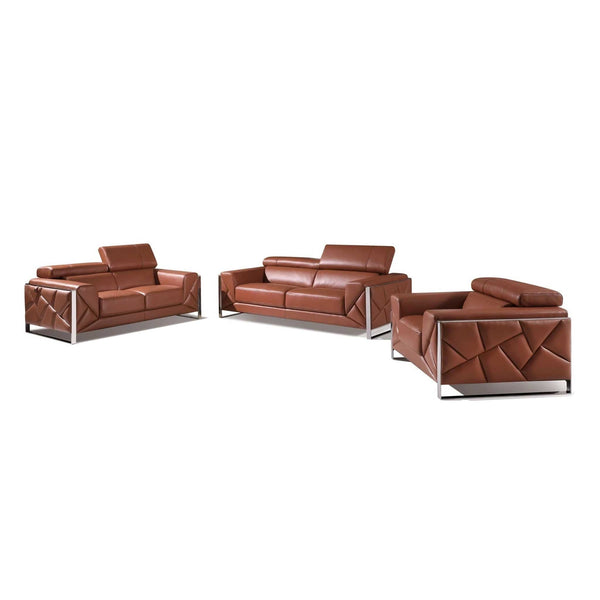 Divanitalia 903 Living Room Set in Camel-Color Leather - Featured Photo