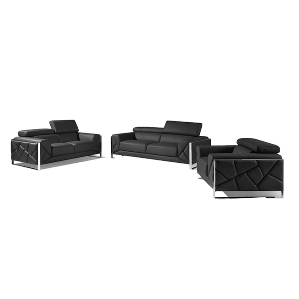 Divanitalia 903 Living Room Set in Dark Gray Leather - Featured Photo