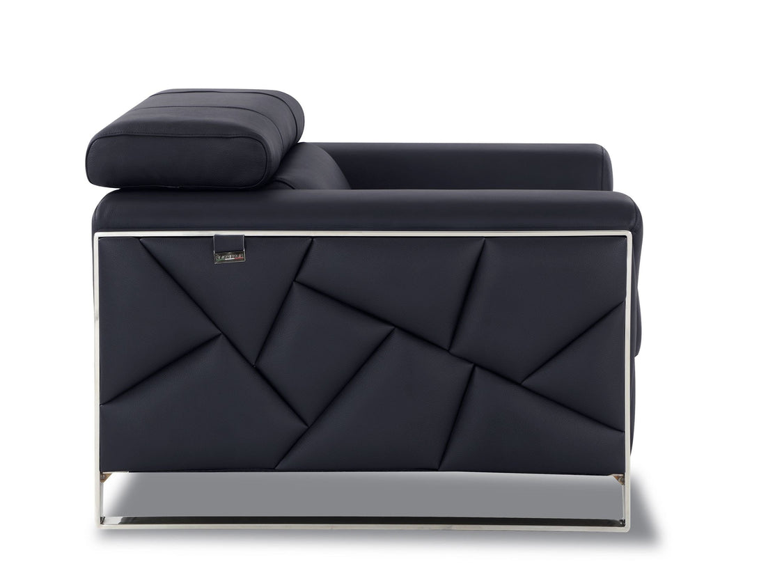 Divanitalia 903 Chair in Black Leather - Side View of Rear of Chair on a White Transparent Background