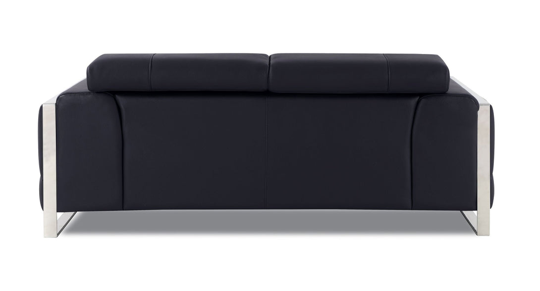 Divanitalia 903 Loveseat in Black Leather - View of Rear of Loveseat on a White Transparent Background