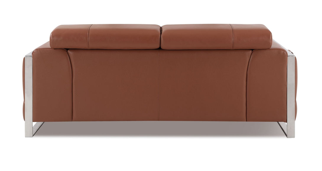 Divanitalia 903 Loveseat in Camel-Color Leather - View of Rear of Loveseat on a White Transparent Background