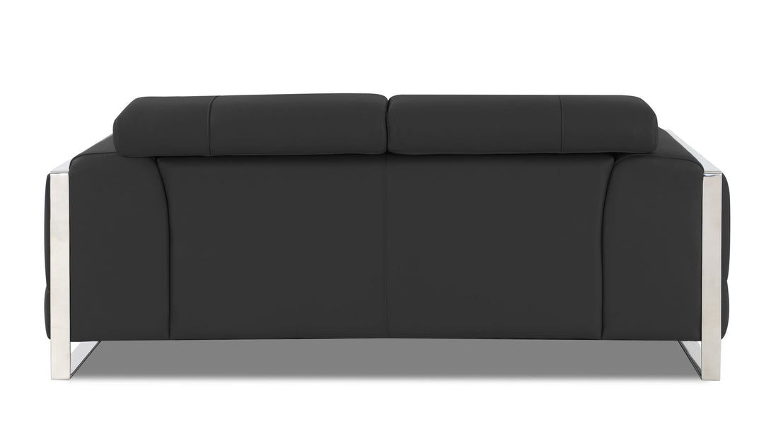Divanitalia 903 Loveseat in Black Leather - View of Rear of Loveseat on a White Transparent Background