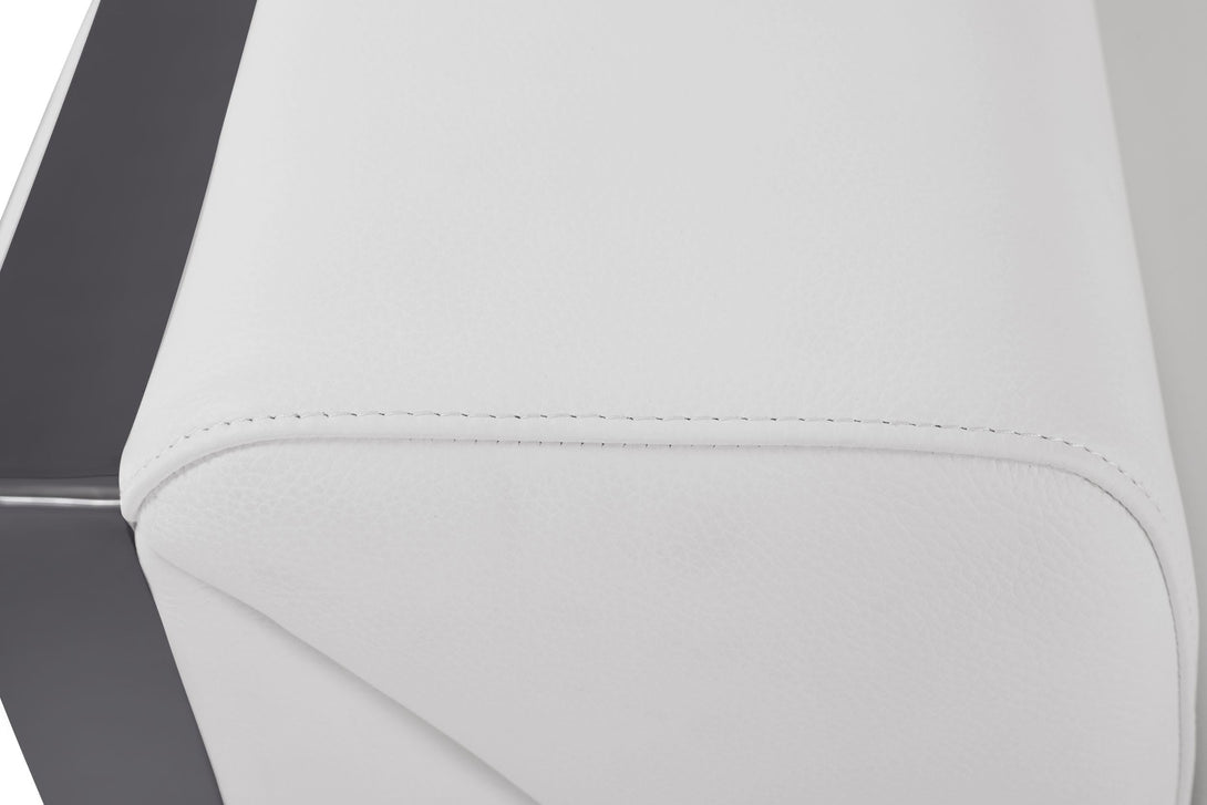 Divanitalia 903 Living Room Set in White Leather - Close-up View Sofa Material and Finish