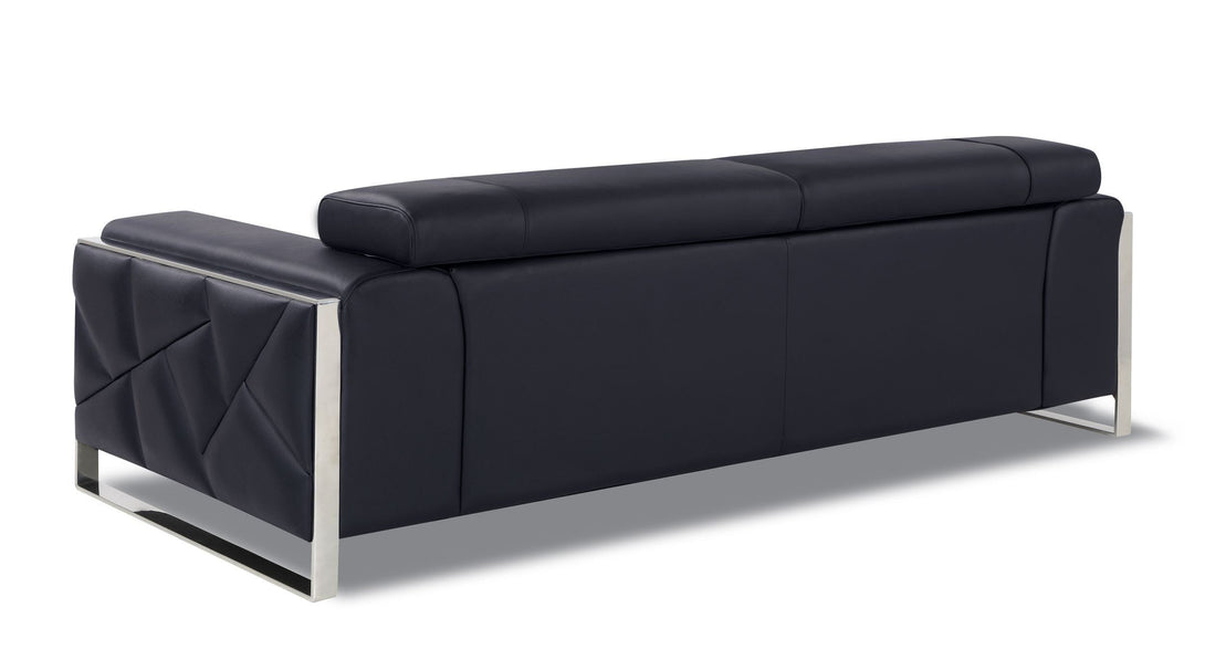 Divanitalia 903 Sofa in Black Leather - View of Rear of Sofa on a White Transparent Background