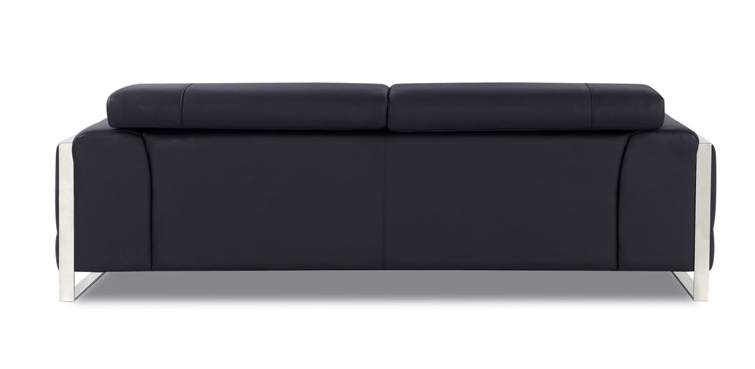 Divanitalia 903 Sofa in Black Leather - View of Rear of Sofa on a White Transparent Background 2