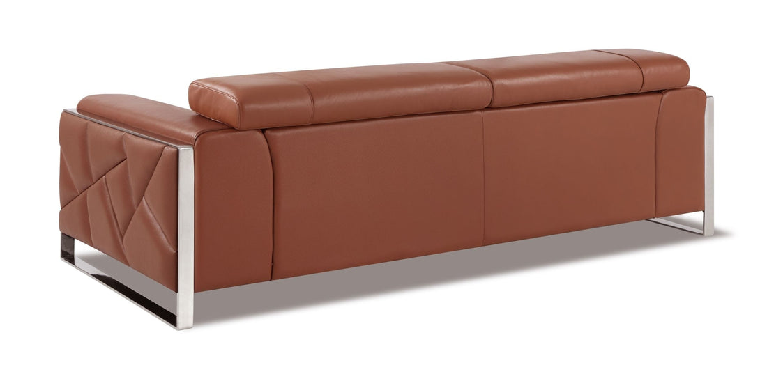 Divanitalia 903 Sofa in Camel-Color Leather - View of Rear of Sofa on a White Transparent Background