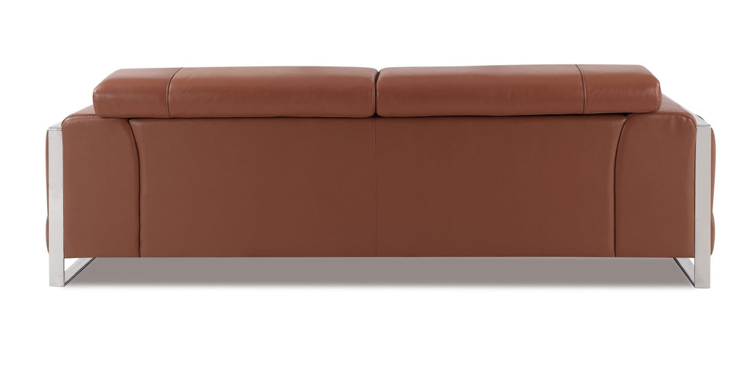 Divanitalia 903 Sofa in Camel-Color Leather - View of Rear of Sofa on a White Transparent Background 2