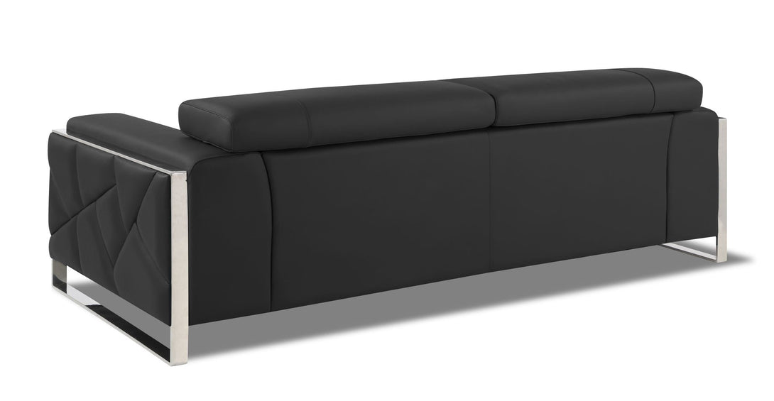 Divanitalia 903 Sofa in Black Leather - View of Rear of Sofa on a White Transparent Background
