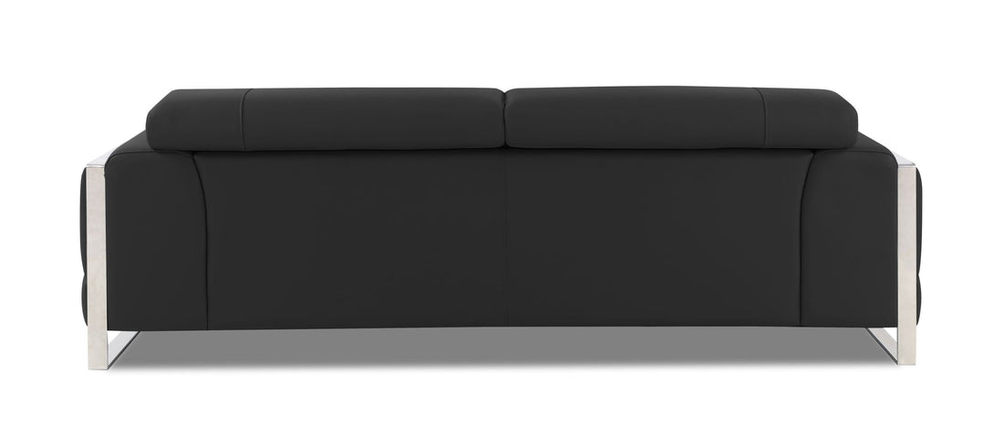 Divanitalia 903 Sofa in Black Leather - View of Rear of Sofa on a White Transparent Background 2