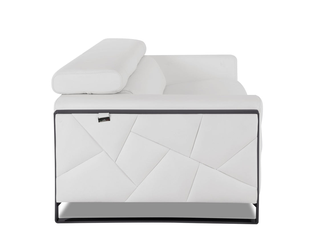 Divanitalia 903 Sofa in White Leather - View of Left Side of Sofa on a White Transparent Background