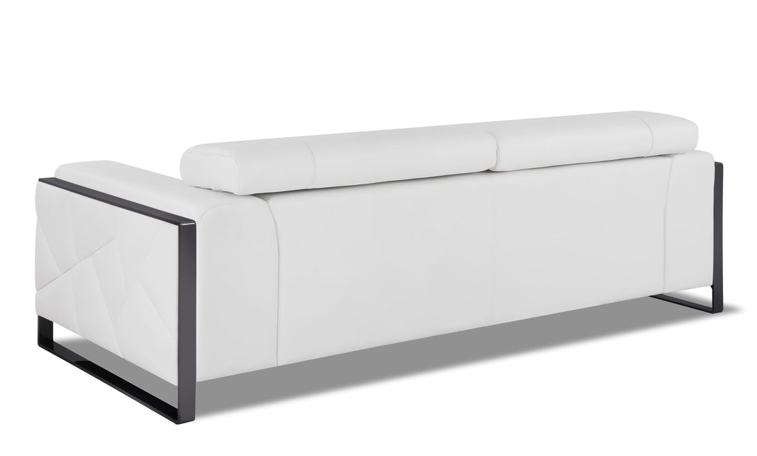 Divanitalia 903 Sofa in White Leather - View of Rear of Sofa on a White Transparent Background