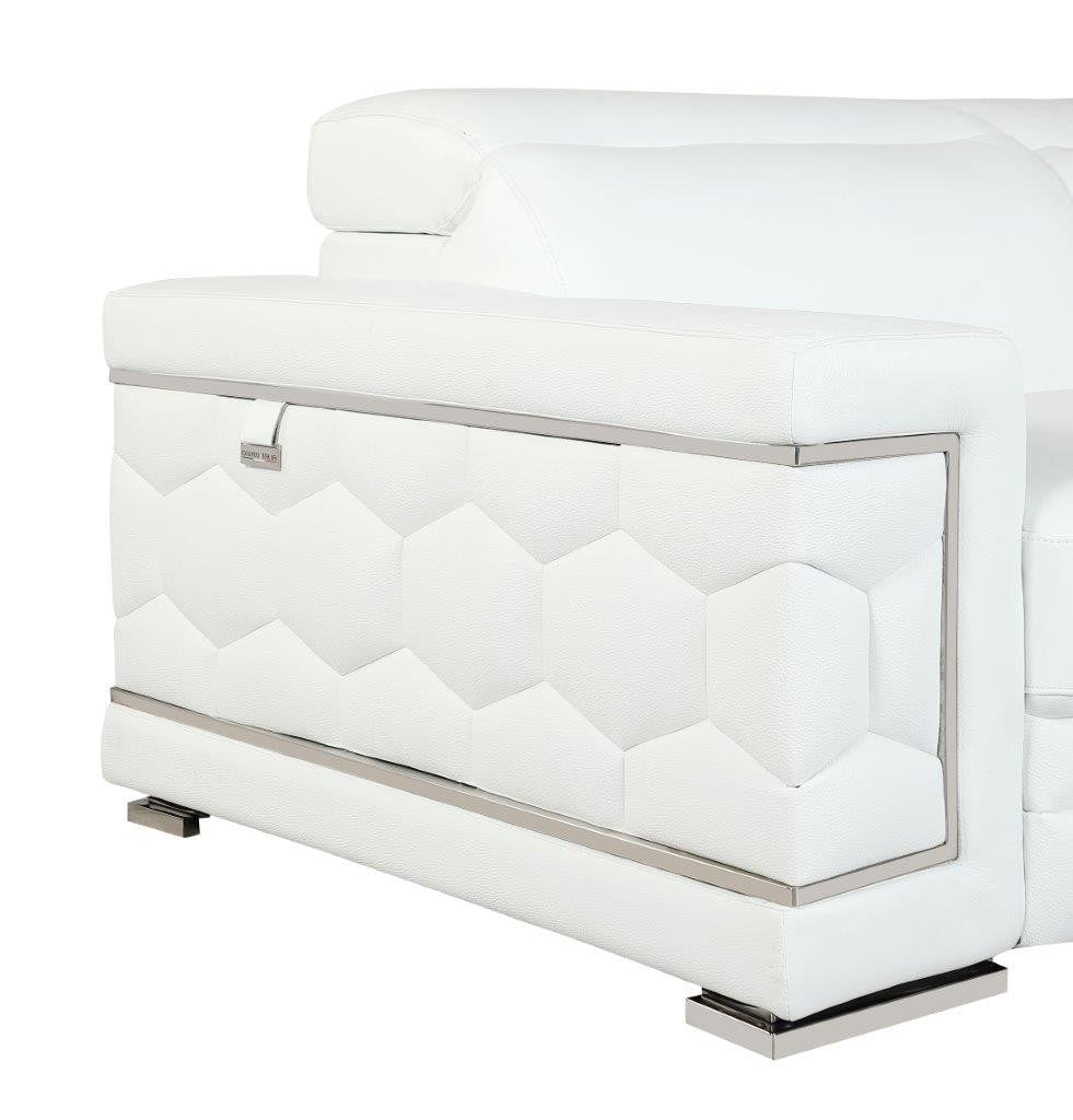 Divanitalia 692 Living Room Set in White Leather - Close-up View of Sofa Arm