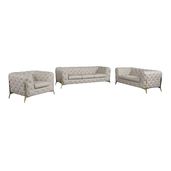Divanitalia 970 Living Room Set in Beige Italian Leather