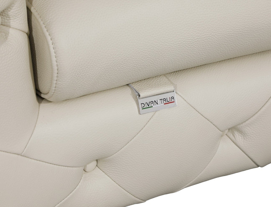 Close-Up View of Divanitalia Beige Italian Leather Swatch