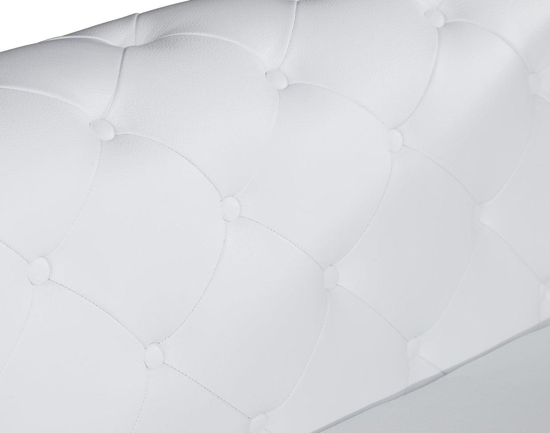 Close-Up View of Divanitalia White Italian Button-Tufted Leather Swatch
