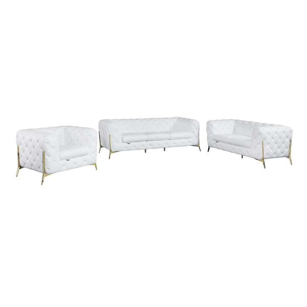 Divanitalia 970 Living Room Set in White Italian Leather