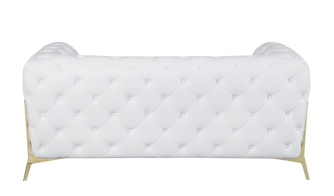 Divanitalia 970 Loveseat in White Italian Leather - Rear View of Loveseat on White Transparent Background 2