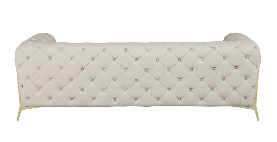 Divanitalia 970 Sofa in Beige Italian Leather - Rear View of Sofa on White Transparent Background 2