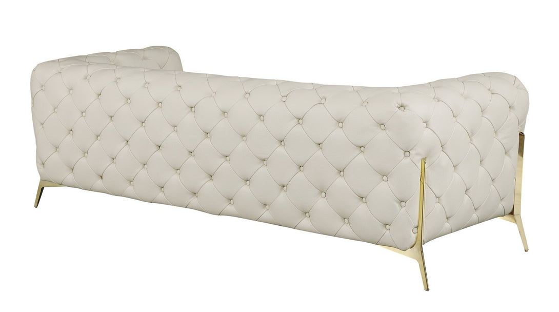Divanitalia 970 Sofa in Beige Italian Leather - Rear View of Sofa on White Transparent Background