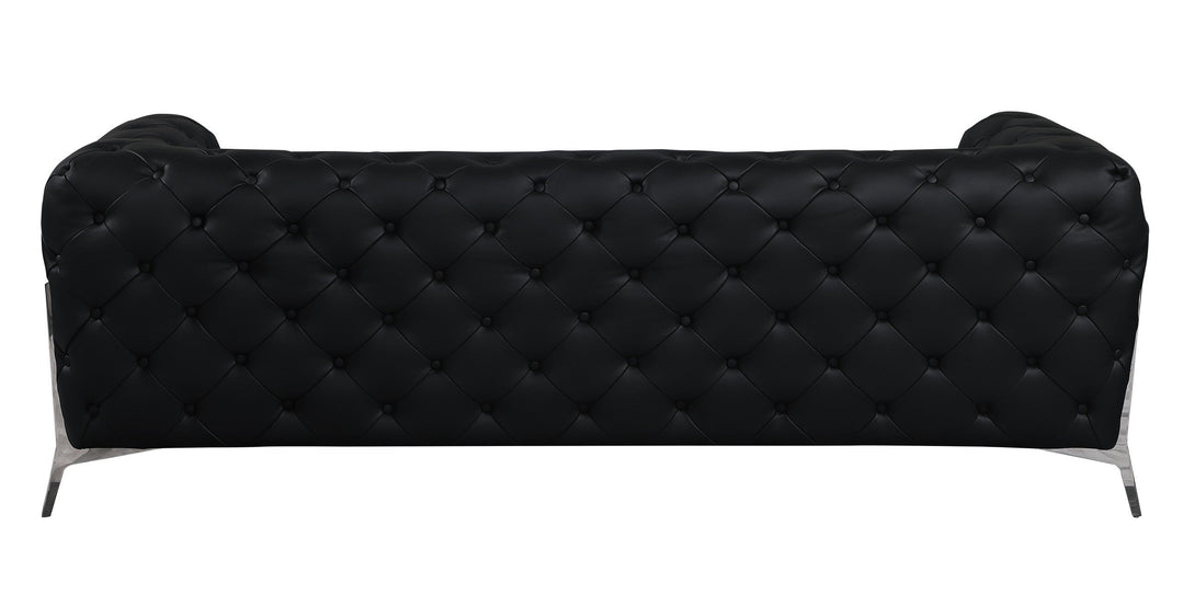 Divanitalia 970 Sofa in Black Italian Leather - Rear View of Sofa on White Transparent Background