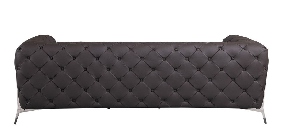 Divanitalia 970 Sofa in Brown Italian Leather - Rear View of Sofa on White Transparent Background