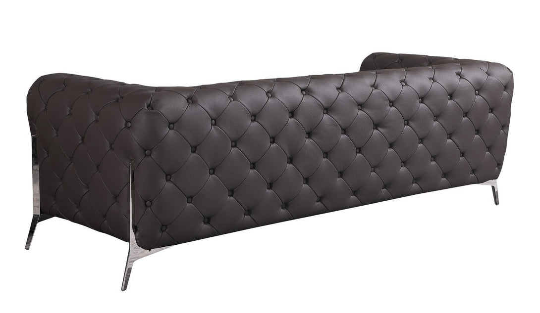 Divanitalia 970 Sofa in Brown Italian Leather - Rear View of Sofa on White Transparent Background 2