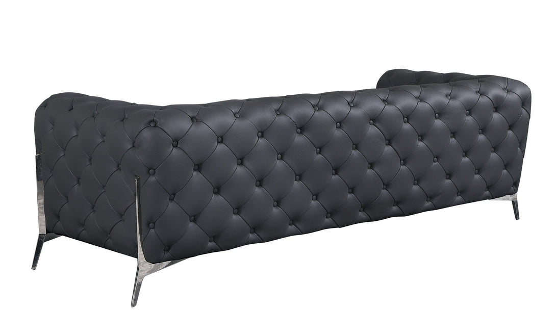 Divanitalia 970 Sofa in Gray Italian Leather - Rear View of Sofa on White Transparent Background 2
