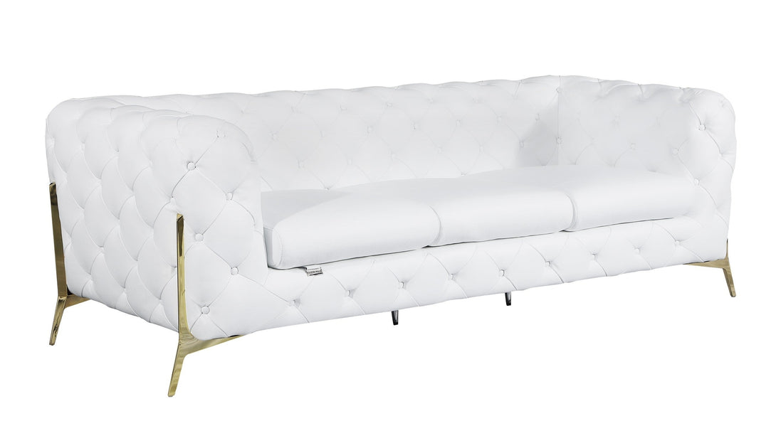 Divanitalia 970 Sofa in White Italian Leather - Angled View of Sofa on White Transparent Background