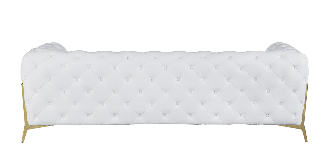 Divanitalia 970 Sofa in White Italian Leather - Rear View of Sofa on White Transparent Background 2