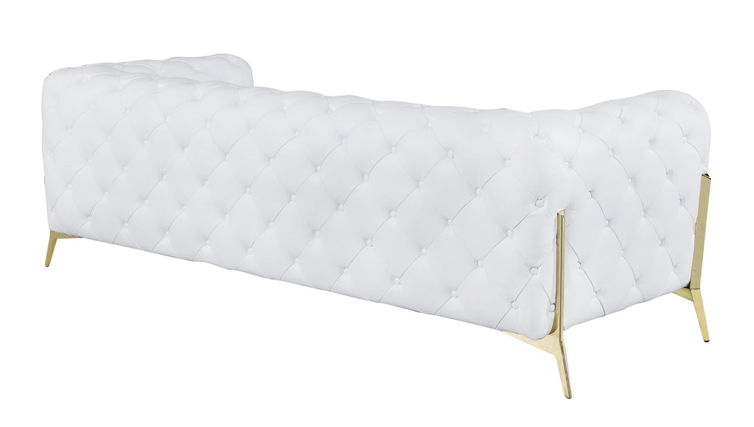 Divanitalia 970 Sofa in White Italian Leather - Rear View of Sofa on White Transparent Background