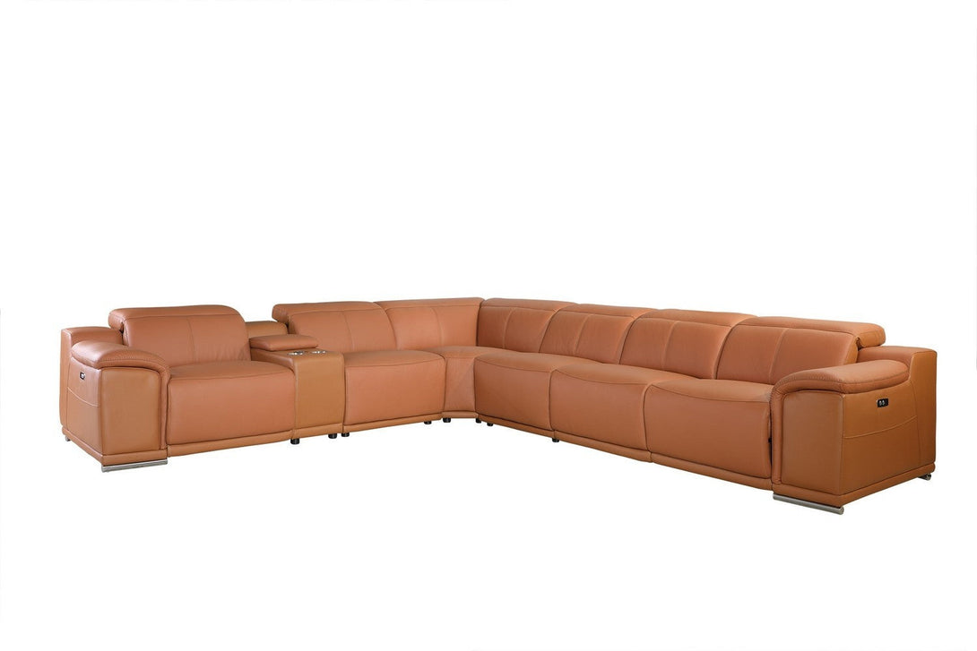 Divanitalia 9762 Build Your Own Sectional Sofa in Camel-Color with Recliners - Featured Photo