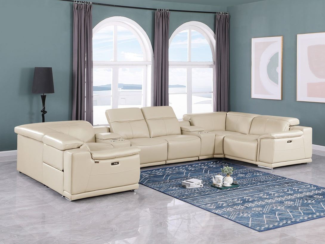 Divanitalia 9762 Build Your Own Sectional Sofa in Dark Grey with Recliners - View of 6-Piece Sectional with Recliners Extended in a Modern Demo Room