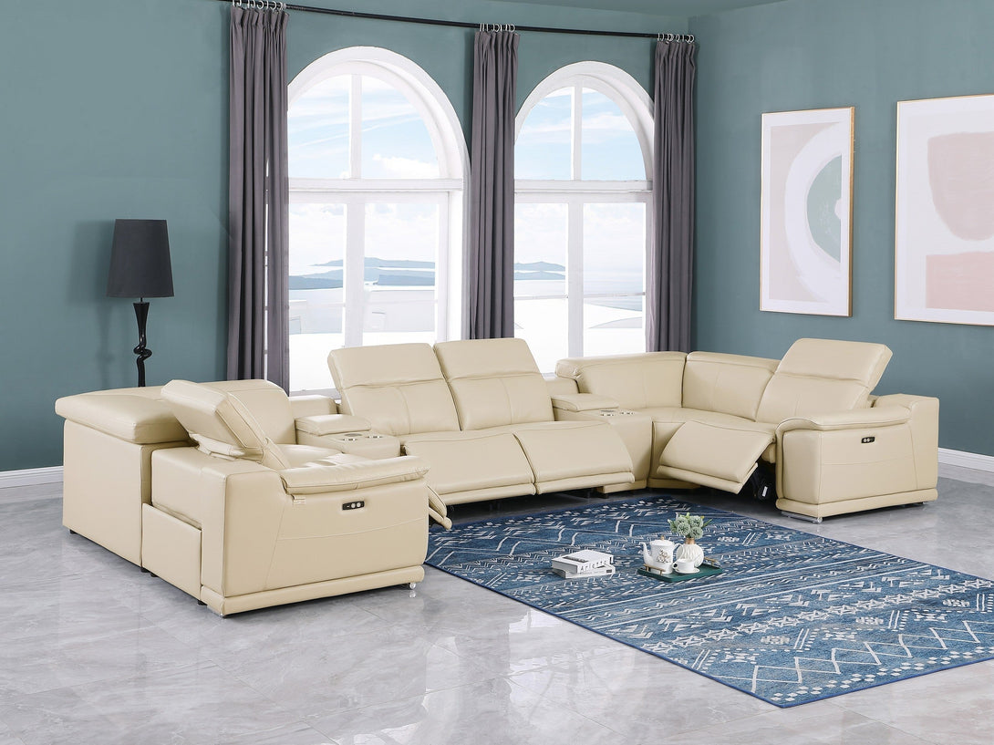 Divanitalia 9762 Build Your Own Sectional Sofa in Dark Grey with Recliners - View of 6-Piece Sectional with Recliners Extended in a Modern Demo Room 2