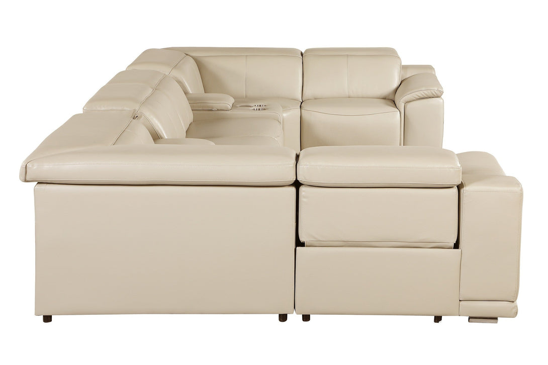 Divanitalia 9762 Build Your Own Sectional Sofa in Dark Grey with Recliners - Angled Photo Left Side of 8-piece Sectional on a White Transparent Background