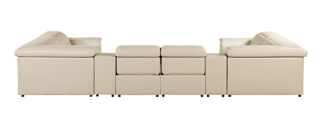 Divanitalia 9762 Build Your Own Sectional Sofa in Dark Grey with Recliners - Angled Photo of Rear of Sectional on a White Transparent Background 2