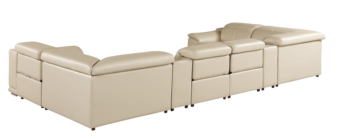 Divanitalia 9762 Build Your Own Sectional Sofa in Dark Grey with Recliners - Angled Photo of Rear of Sectional on a White Transparent Background