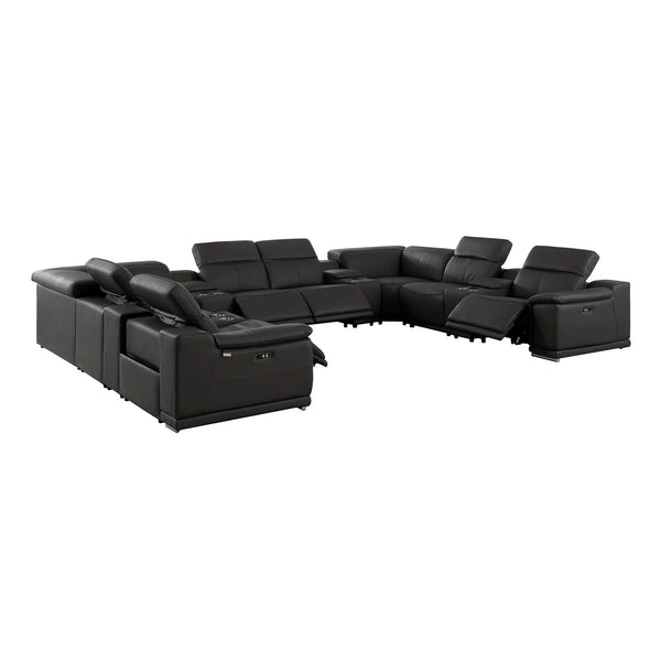 Divanitalia 9762 Build Your Own Sectional Sofa in Black with Recliners